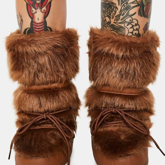 Burley Faux Fur Boots - Chocolate | Fashion Nova CHOCOLATE BADDIE BURR FUZZY BOOTS